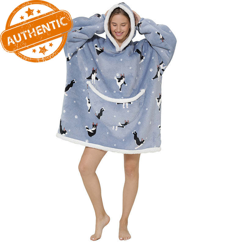 Cross Border Slacker blanket lamb pullover flannel hoodie TV TV blanket hooded Slacker outdoor thermal pajamas