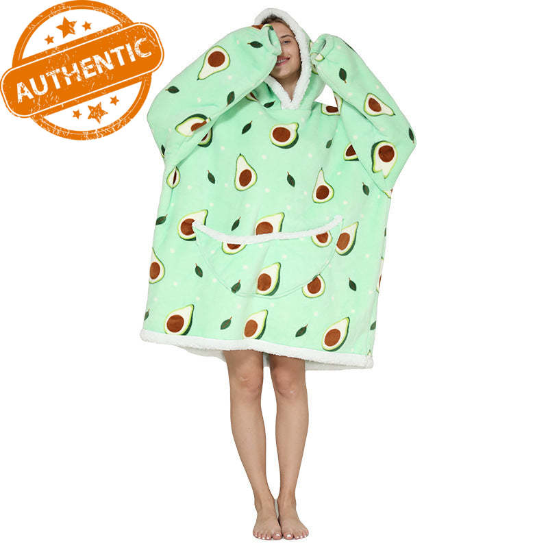 Cross Border Slacker blanket lamb pullover flannel hoodie TV TV blanket hooded Slacker outdoor thermal pajamas