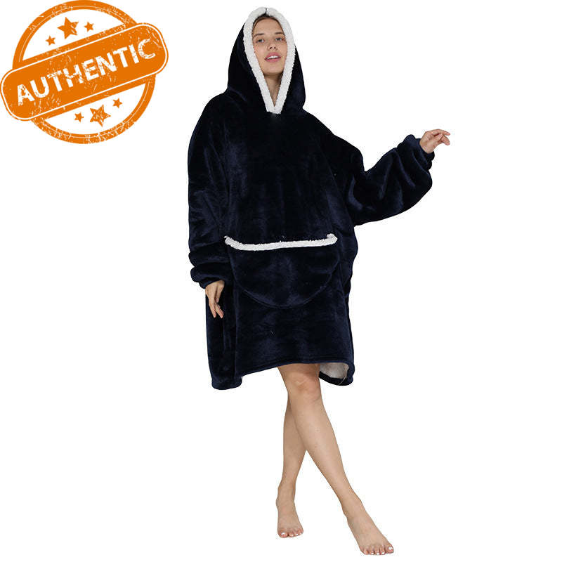 Cross Border Slacker blanket lamb pullover flannel hoodie TV TV blanket hooded Slacker outdoor thermal pajamas