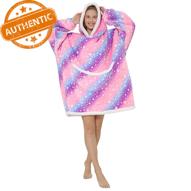 Cross Border Slacker blanket lamb pullover flannel hoodie TV TV blanket hooded Slacker outdoor thermal pajamas