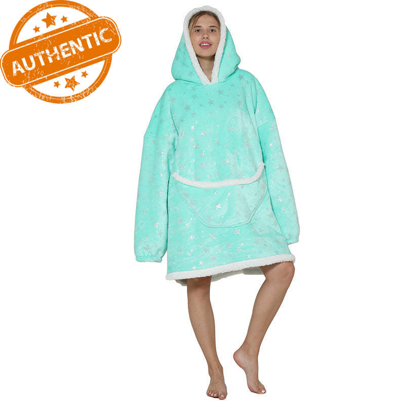 Cross Border Slacker blanket lamb pullover flannel hoodie TV TV blanket hooded Slacker outdoor thermal pajamas