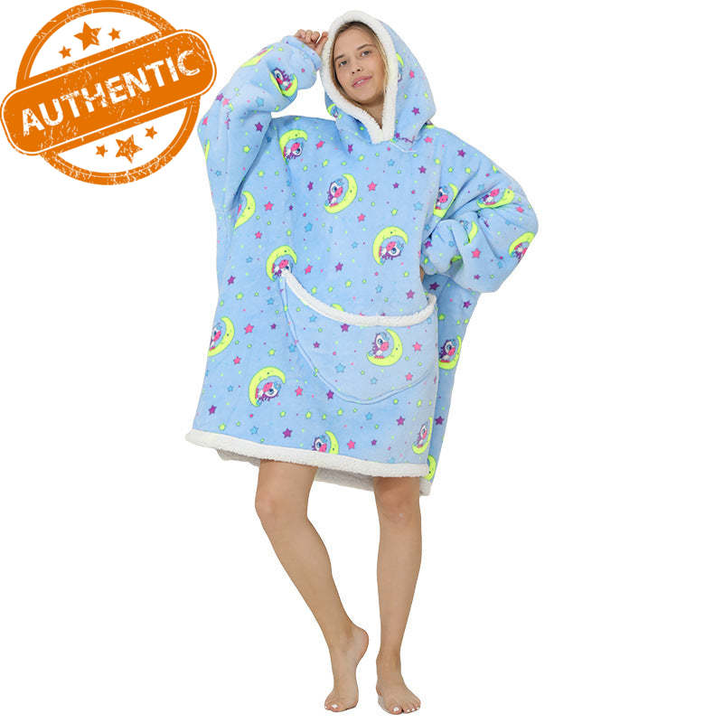 Cross Border Slacker blanket lamb pullover flannel hoodie TV TV blanket hooded Slacker outdoor thermal pajamas