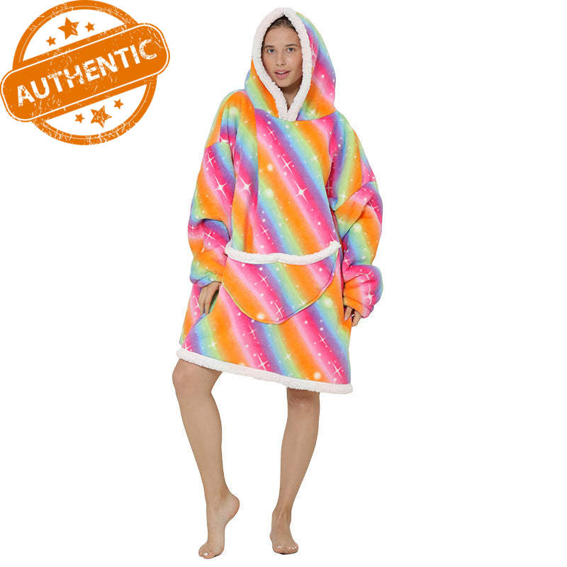 Cross Border Slacker blanket lamb pullover flannel hoodie TV TV blanket hooded Slacker outdoor thermal pajamas