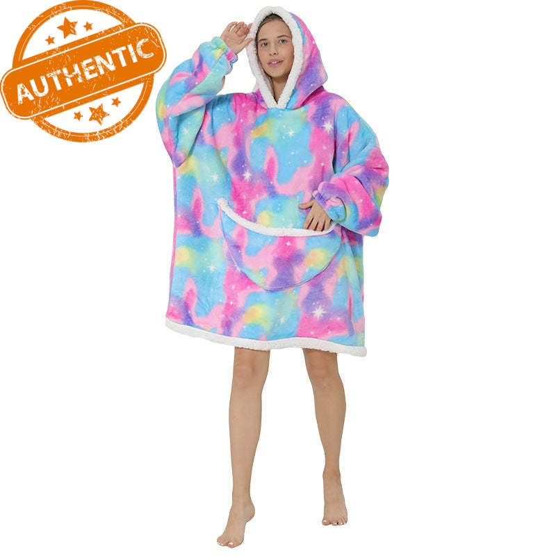 Cross Border Slacker blanket lamb pullover flannel hoodie TV TV blanket hooded Slacker outdoor thermal pajamas