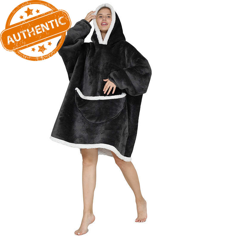 Cross Border Slacker blanket lamb pullover flannel hoodie TV TV blanket hooded Slacker outdoor thermal pajamas