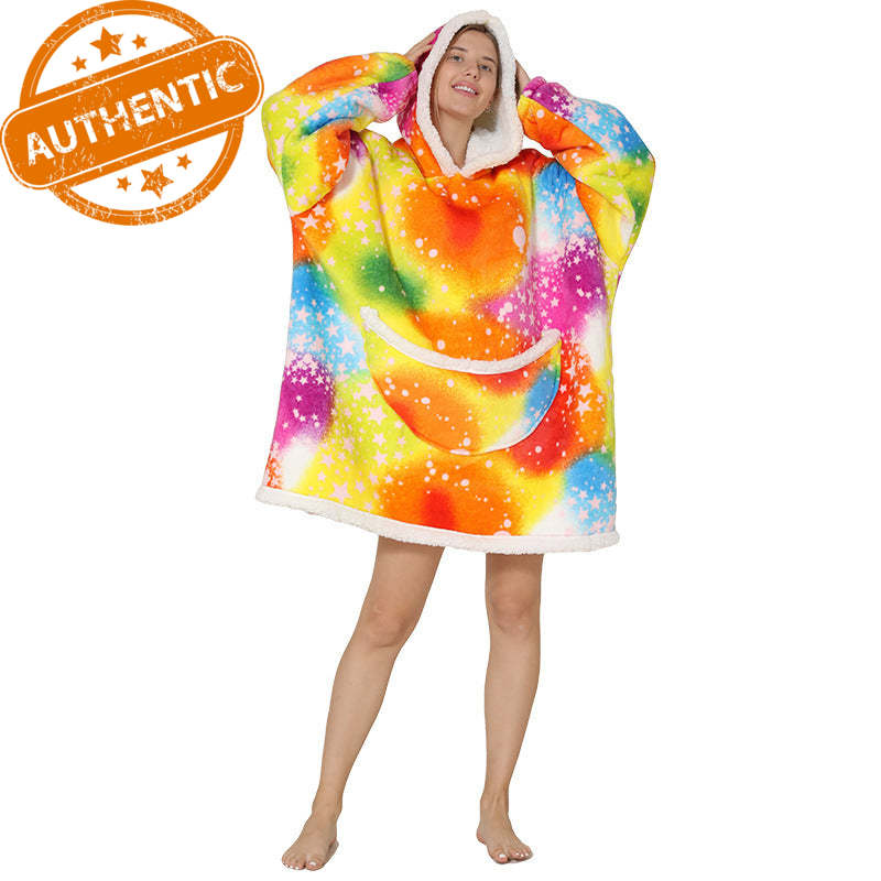 Cross Border Slacker blanket lamb pullover flannel hoodie TV TV blanket hooded Slacker outdoor thermal pajamas