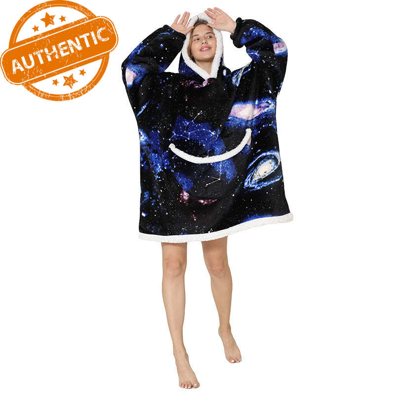 Cross Border Slacker blanket lamb pullover flannel hoodie TV TV blanket hooded Slacker outdoor thermal pajamas