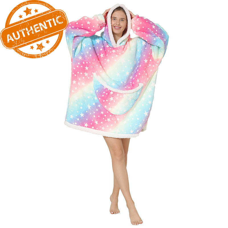 Cross Border Slacker blanket lamb pullover flannel hoodie TV TV blanket hooded Slacker outdoor thermal pajamas